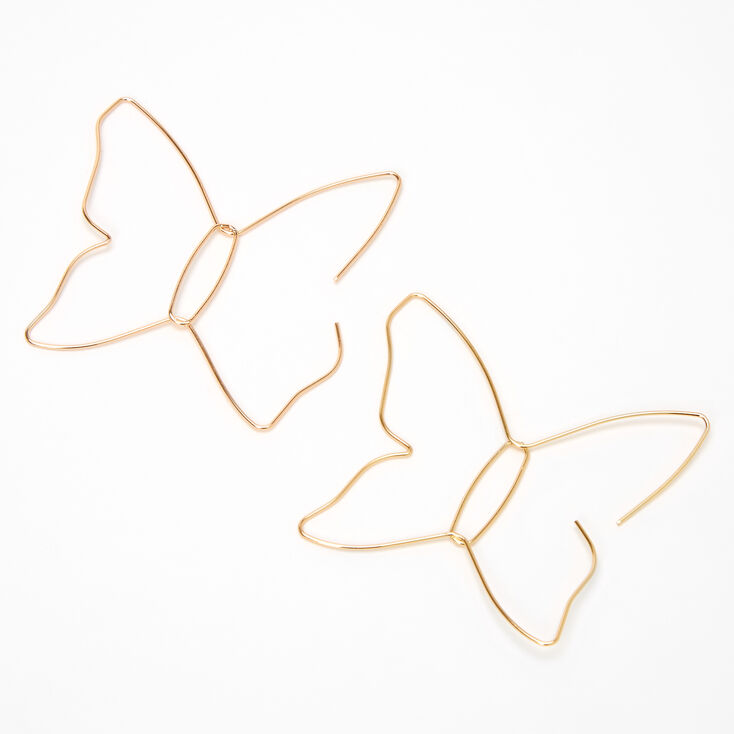Gold 60MM Wired Butterfly Hoop Earrings,