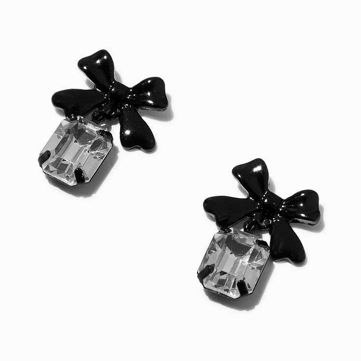 Black Bow Crystal 0.75&quot; Drop Earrings,