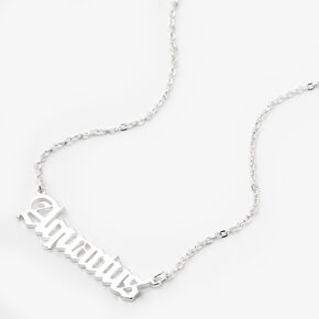 Silver Gothic Zodiac Pendant Necklace - Aquarius,