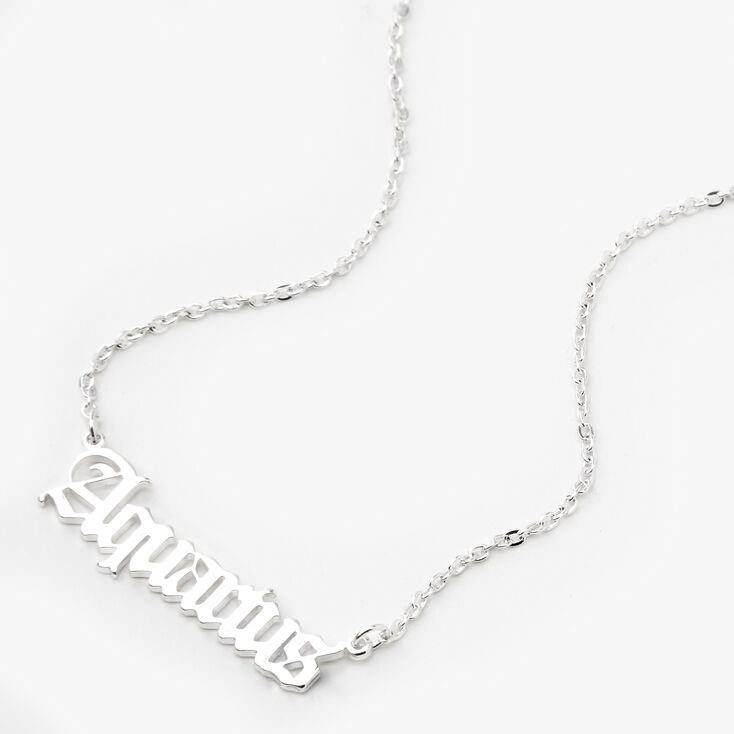 Silver Gothic Zodiac Pendant Necklace - Aquarius,