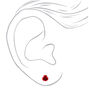 Sterling Silver Rose Stud Earrings - Red,