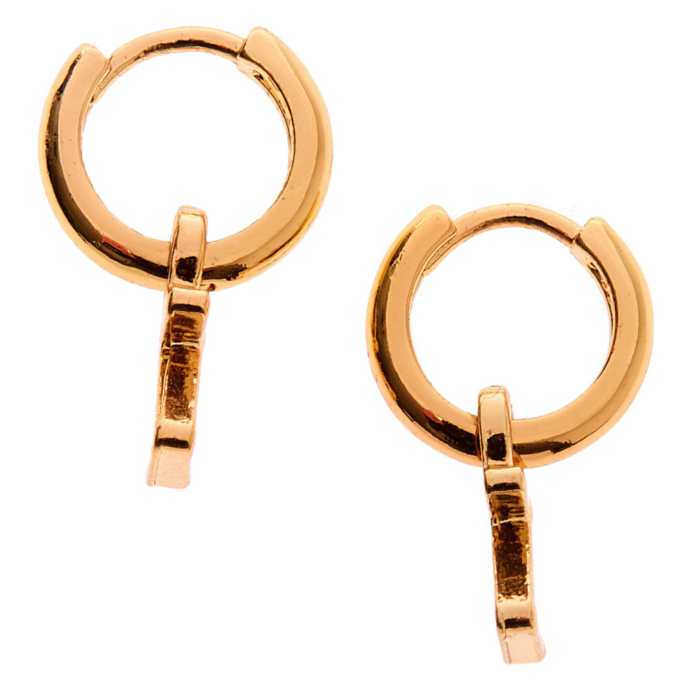 Gold 10MM Initial Huggie Hoop Earrings - Z,
