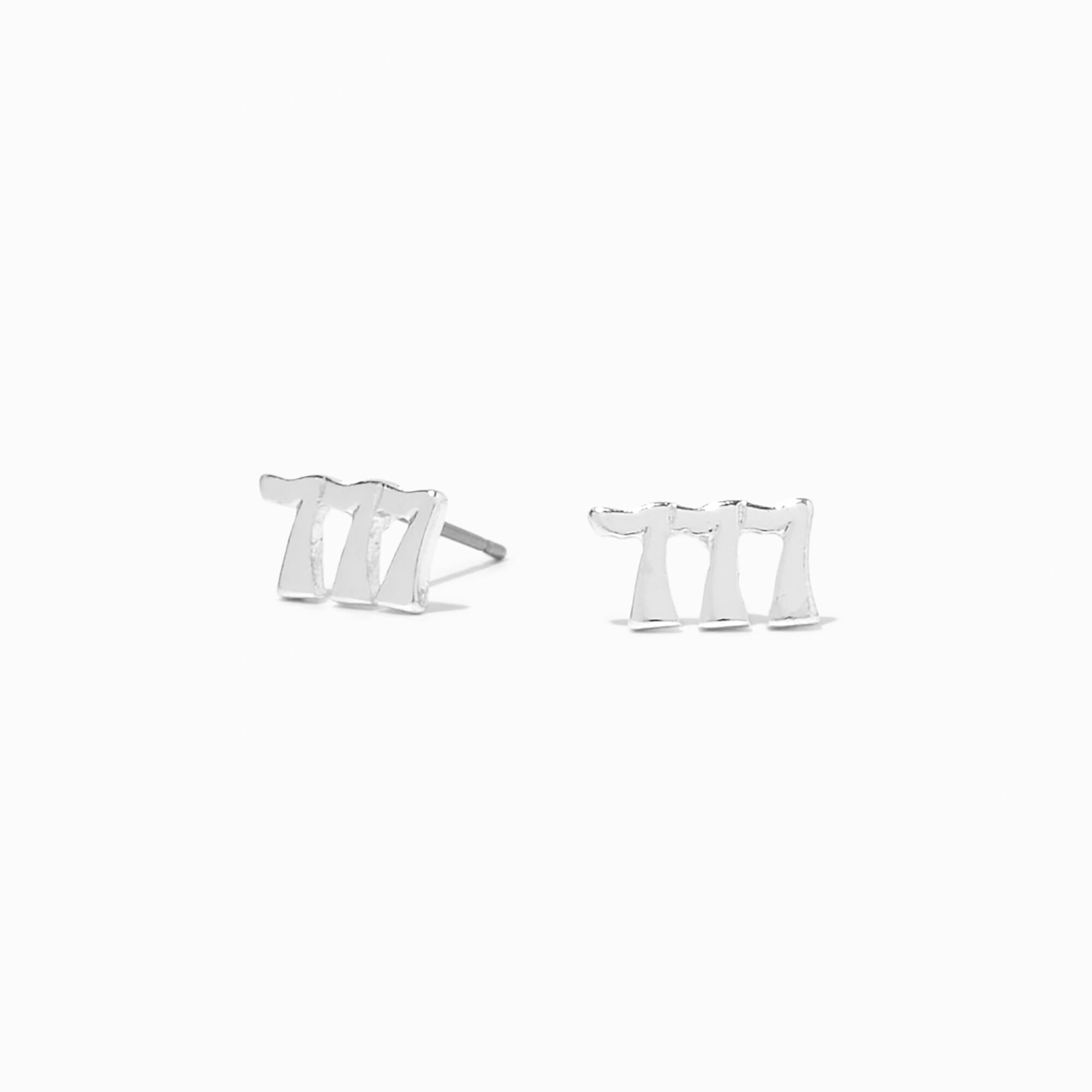 Silver 777 Angel Number Stud Earrings,