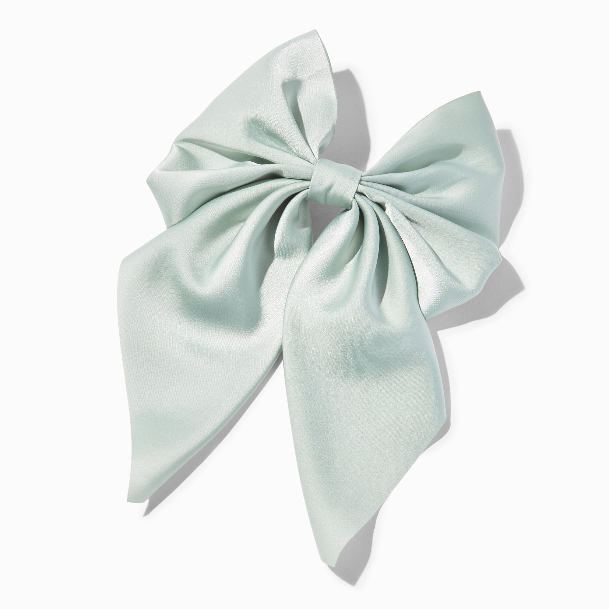 View Claires Sage Satin Bow Barrette Hair Clip Green information
