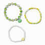 Frog &amp; Flower Beaded Stretch Bracelet Set - 3 Pack,