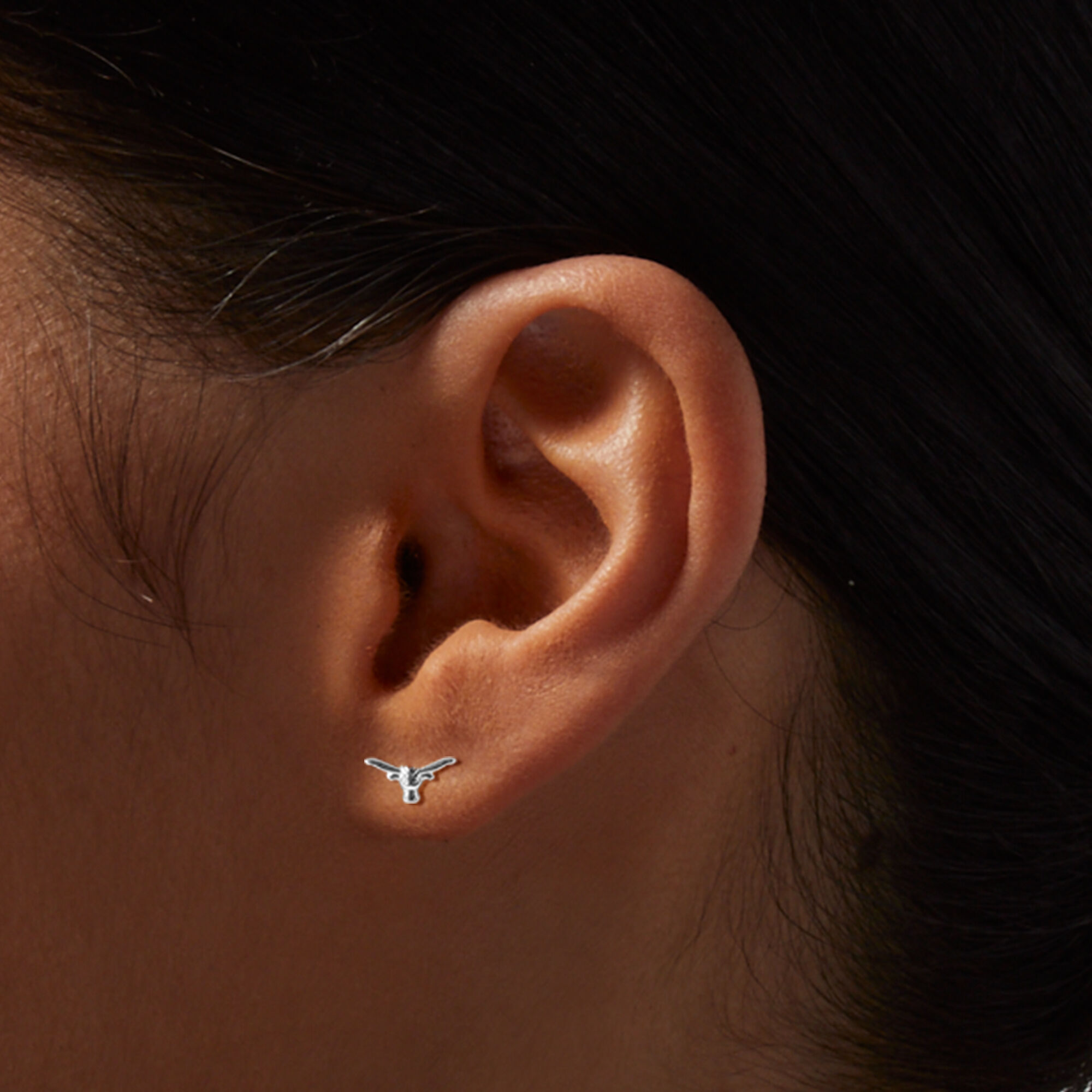 Silver Bull Stud Earrings,
