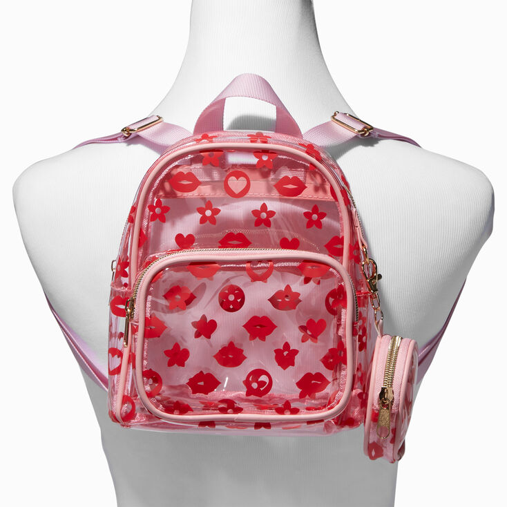 Red Status Icons Clear Medium Backpack,