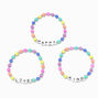 Claire&#39;s Club Rainbow Bead Word Stretch Bracelets - 3 Pack,