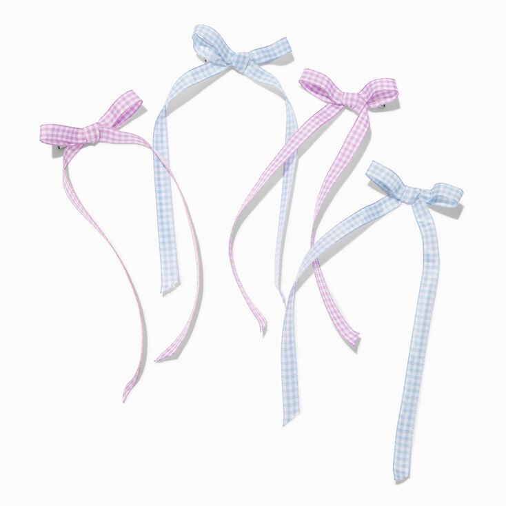 Barrettes &agrave; n&oelig;ud vichy pastel Claire&#39;s Club - Lot de 4,