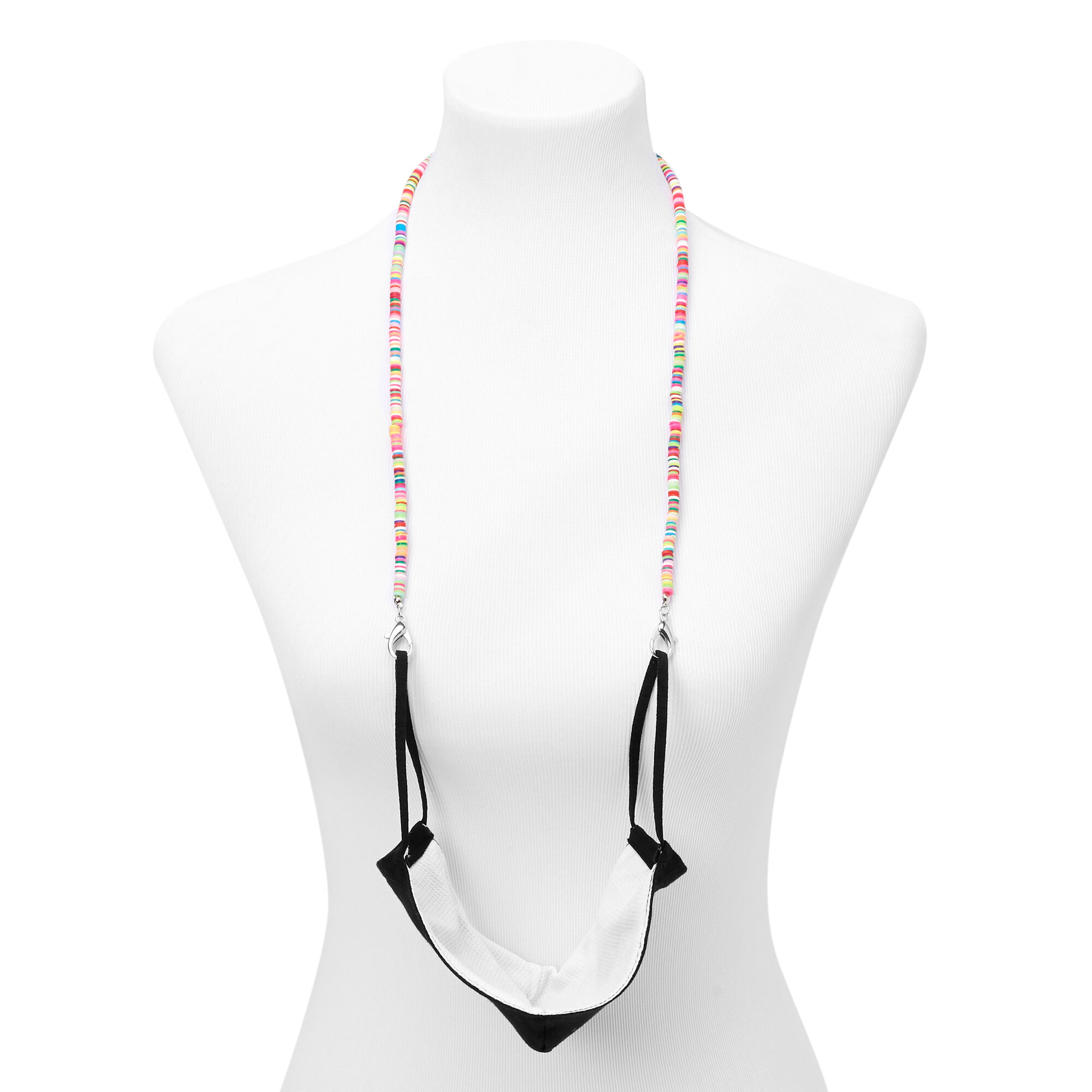 Bright Rainbow Beaded Face Mask Lanyard,