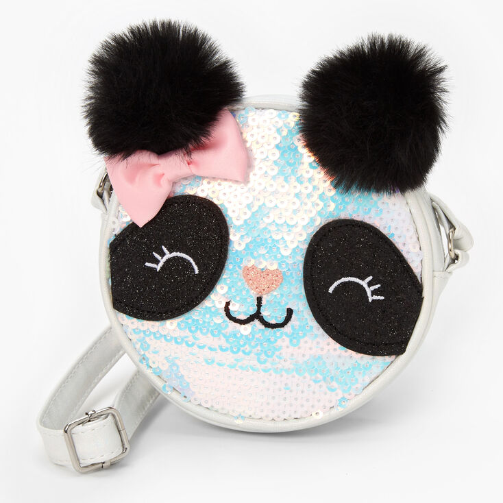 Claire&#39;s Club Glitter Panda Crossbody Bag,