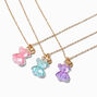 Best Friends Iridescent Teddy Bear Pendant Necklaces - 3 Pack,