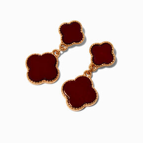 Burgundy Red Clover Drop Earrings,