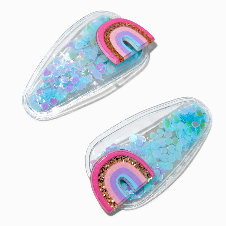Claire's Club Rainbow Shaker Snap Hair Clips - 2 Pack