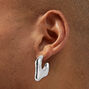Silver-tone Thick Melty Hoop Earrings,