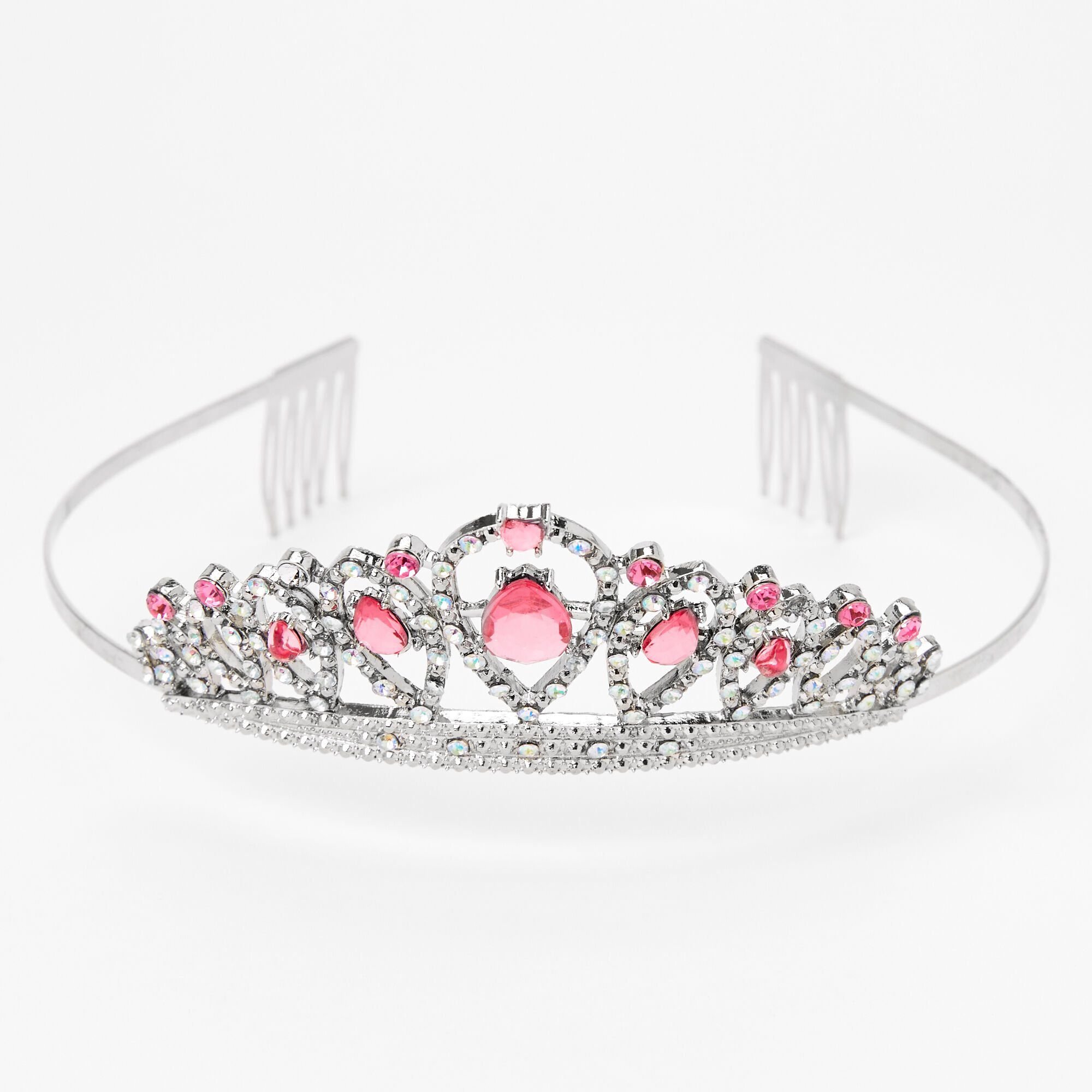 Claire's Club Pink Rhinestone Silver Tiara,