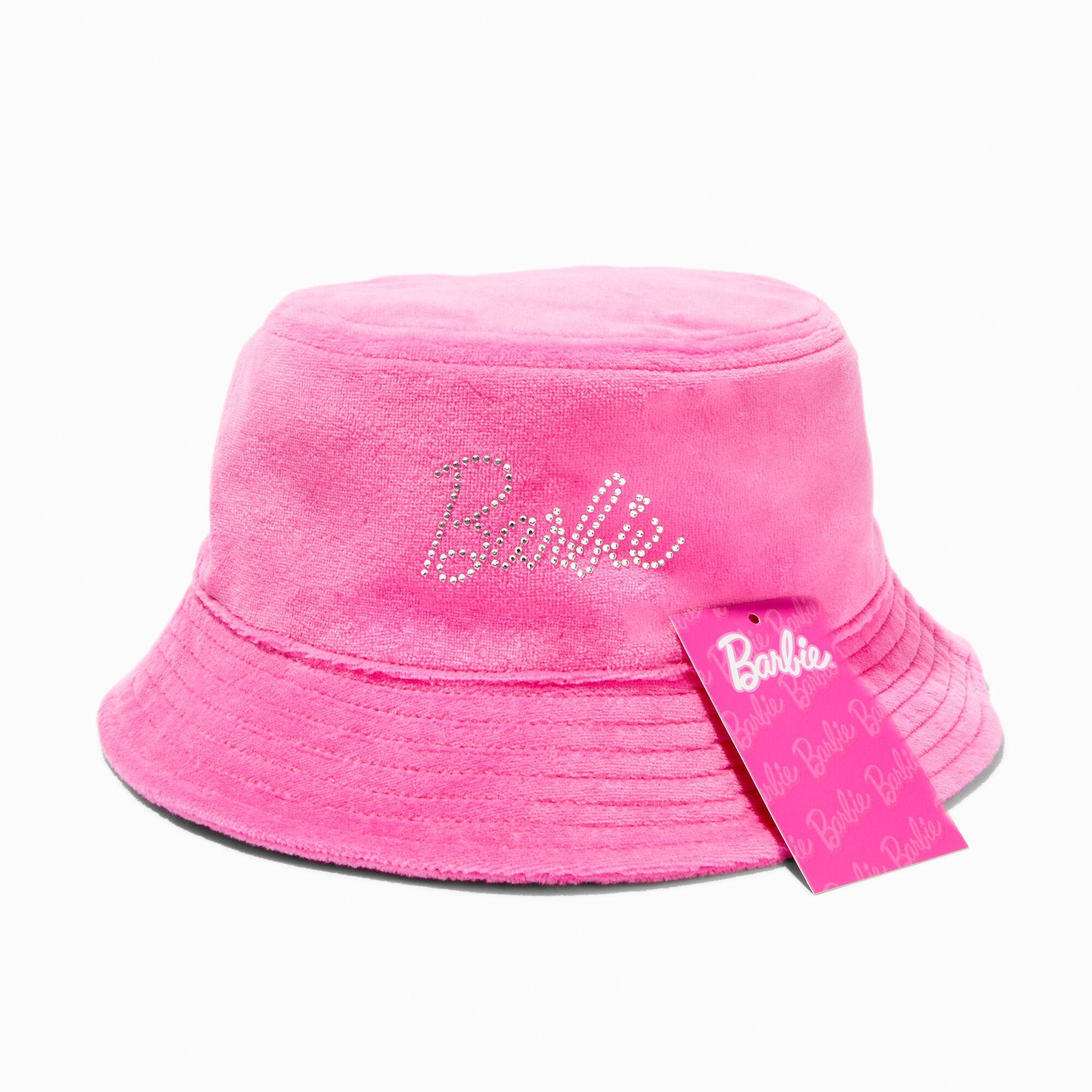 View Claires Barbie Velvet Bucket Hat Pink information