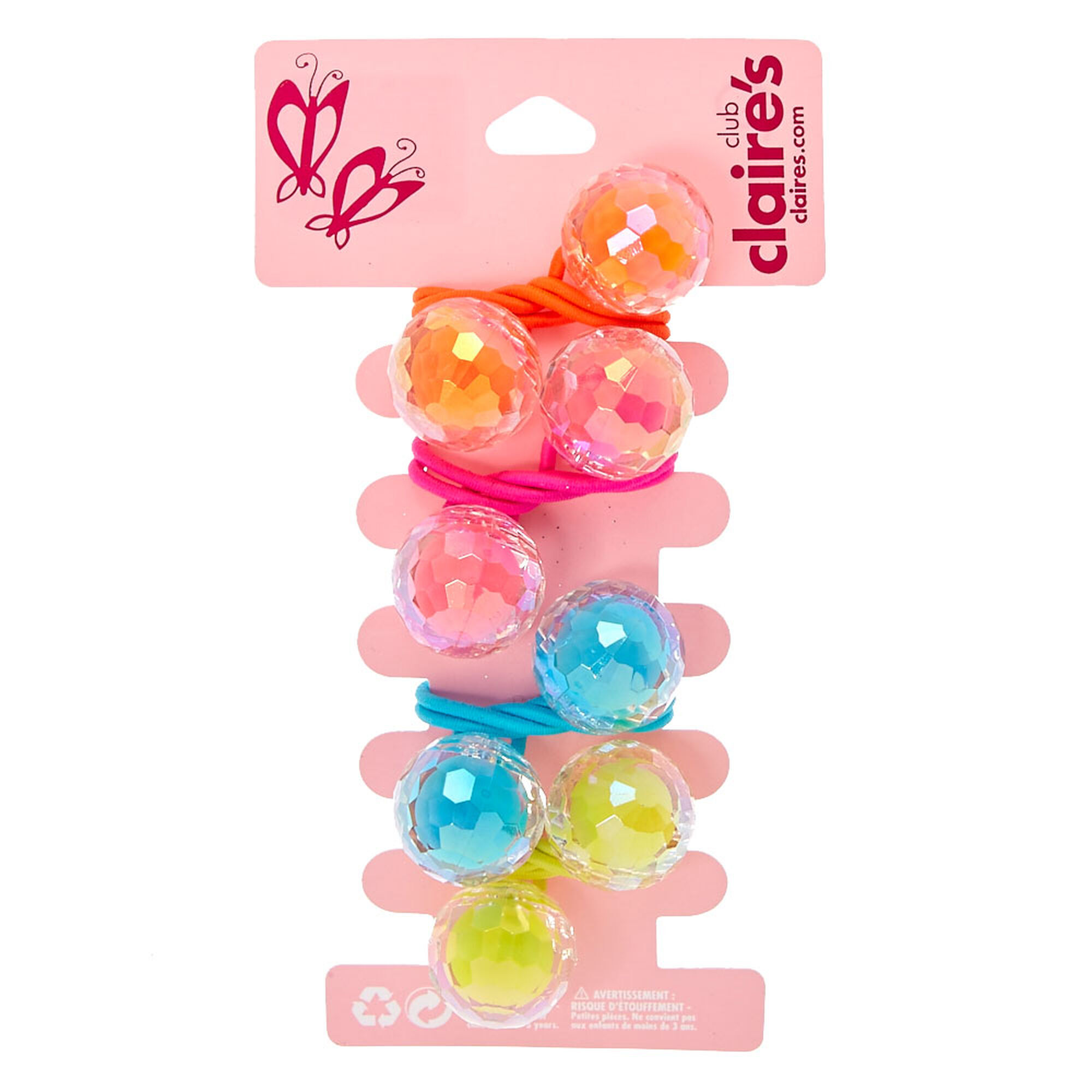 Claire's Club Knocker Bead Hair Ties - 4 Pack,