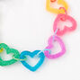 Rainbow Glitter Heart Chain Bracelet,