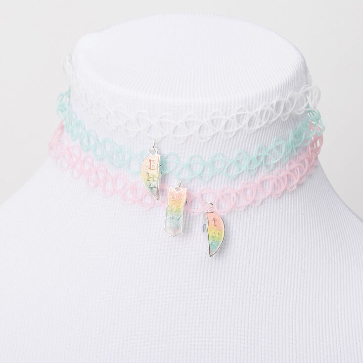 Talje Allieret Vedligeholdelse Best Friends Pastel Heart Glow In The Dark Tattoo Choker Necklaces - 3 Pack  | Claire's US