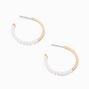 Gold-tone Glitter Pearl 30MM Hoop Earrings,