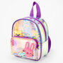 Claire&#39;s Club Purple Transparent Confetti Animal Pals Mini Backpack,