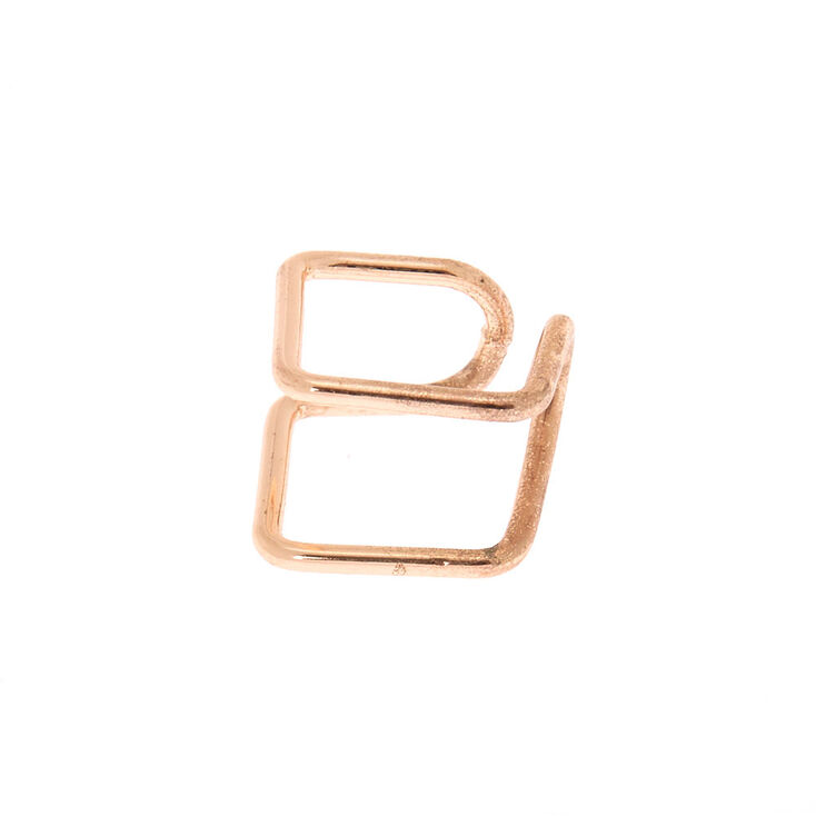 Claire's Manchette d'oreille à double bande carrée couleur doré rose