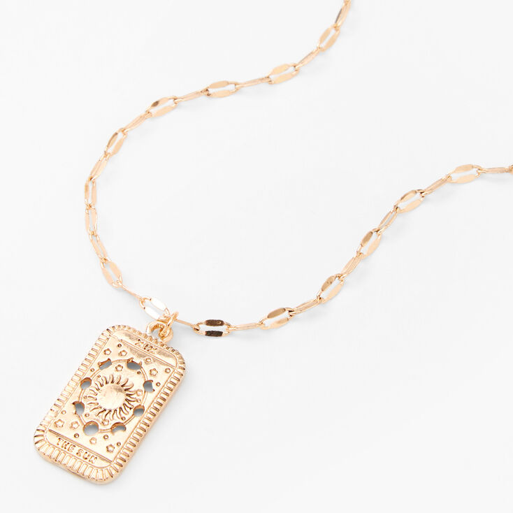 Gold Sun Tarot Rectangle Pendant Necklace,