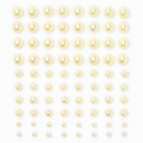 White Pearl Hair Gems - 80 Pack,