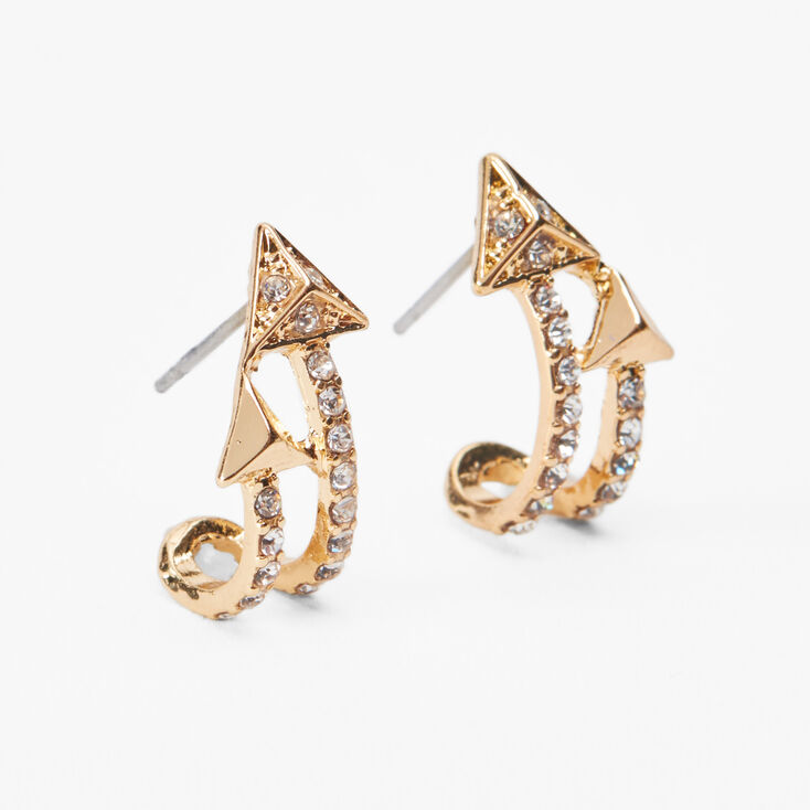 Gold Double Arrow Stud Earrings,
