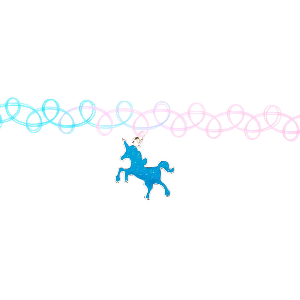 Ras-de-cou tatouage licorne pastel phosphorescente,