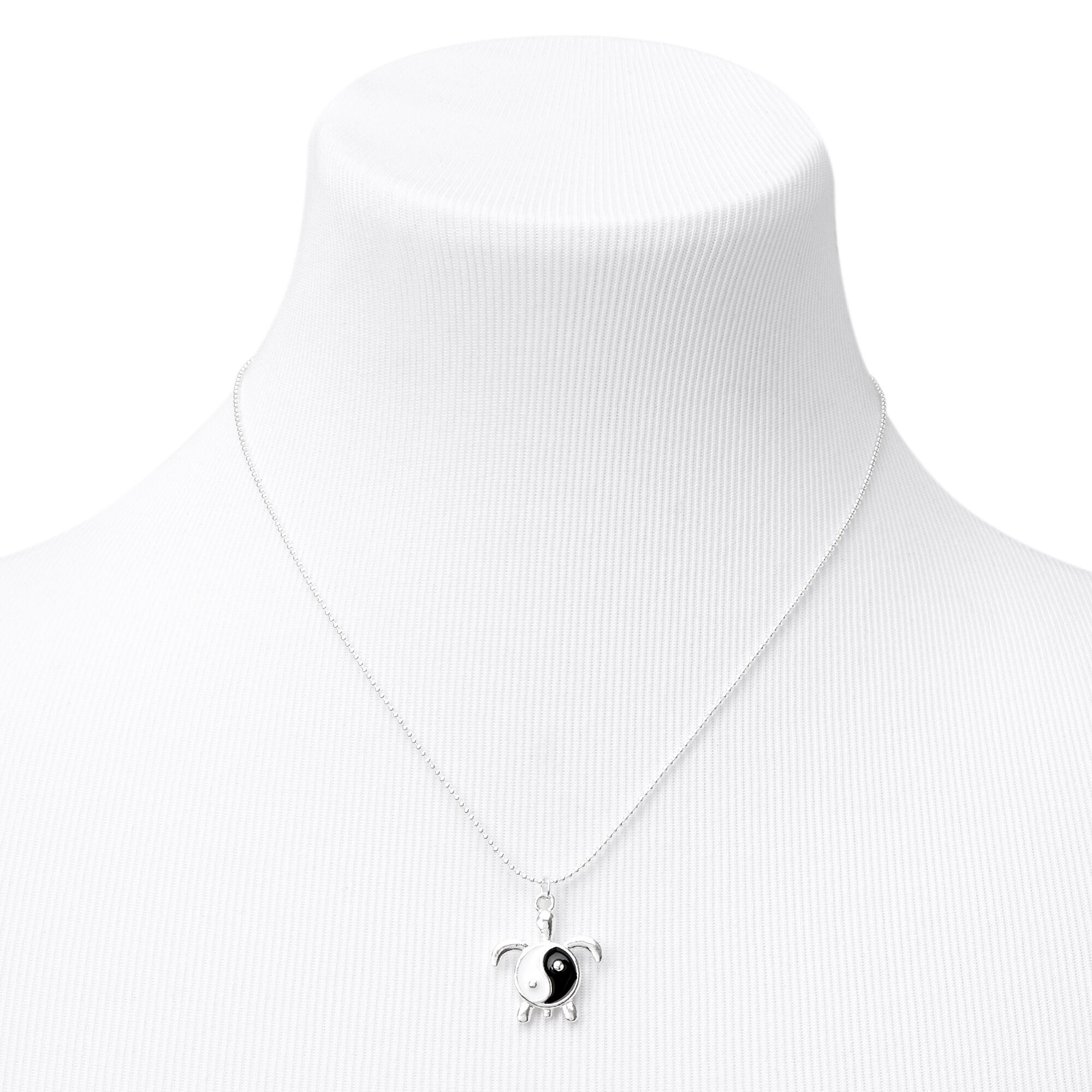 Silver Yin-Yang Sea Turtle Pendant Necklace,