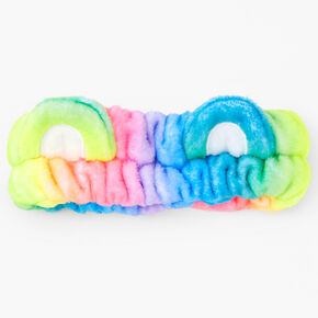 Plush Rainbow Bear Ear Makeup Headwrap,