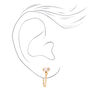 18k Gold Plated One Crystal Chain Stud Earring,