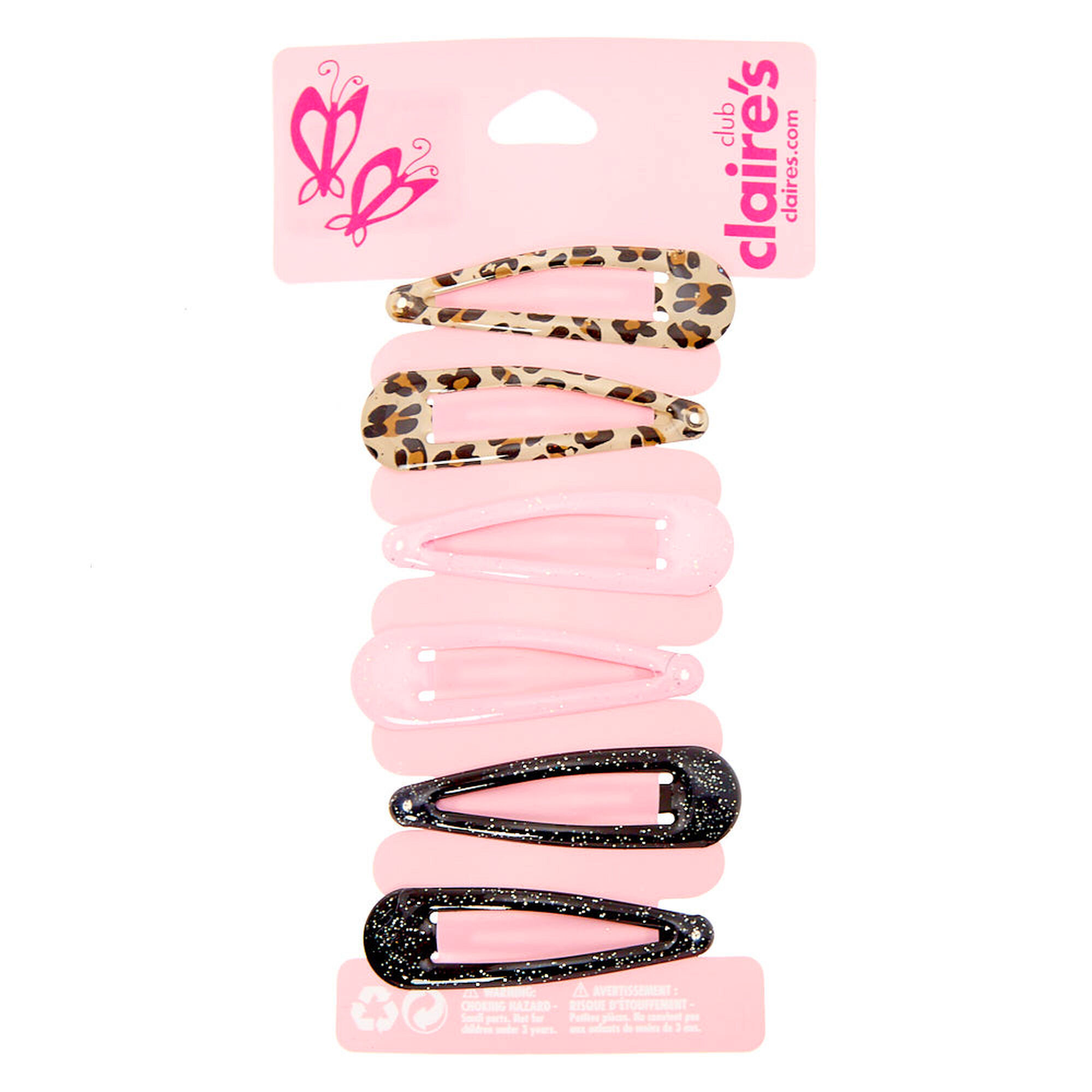 Claire s Club Leopard Print Snap Hair Clips 6 Pack Claire s US