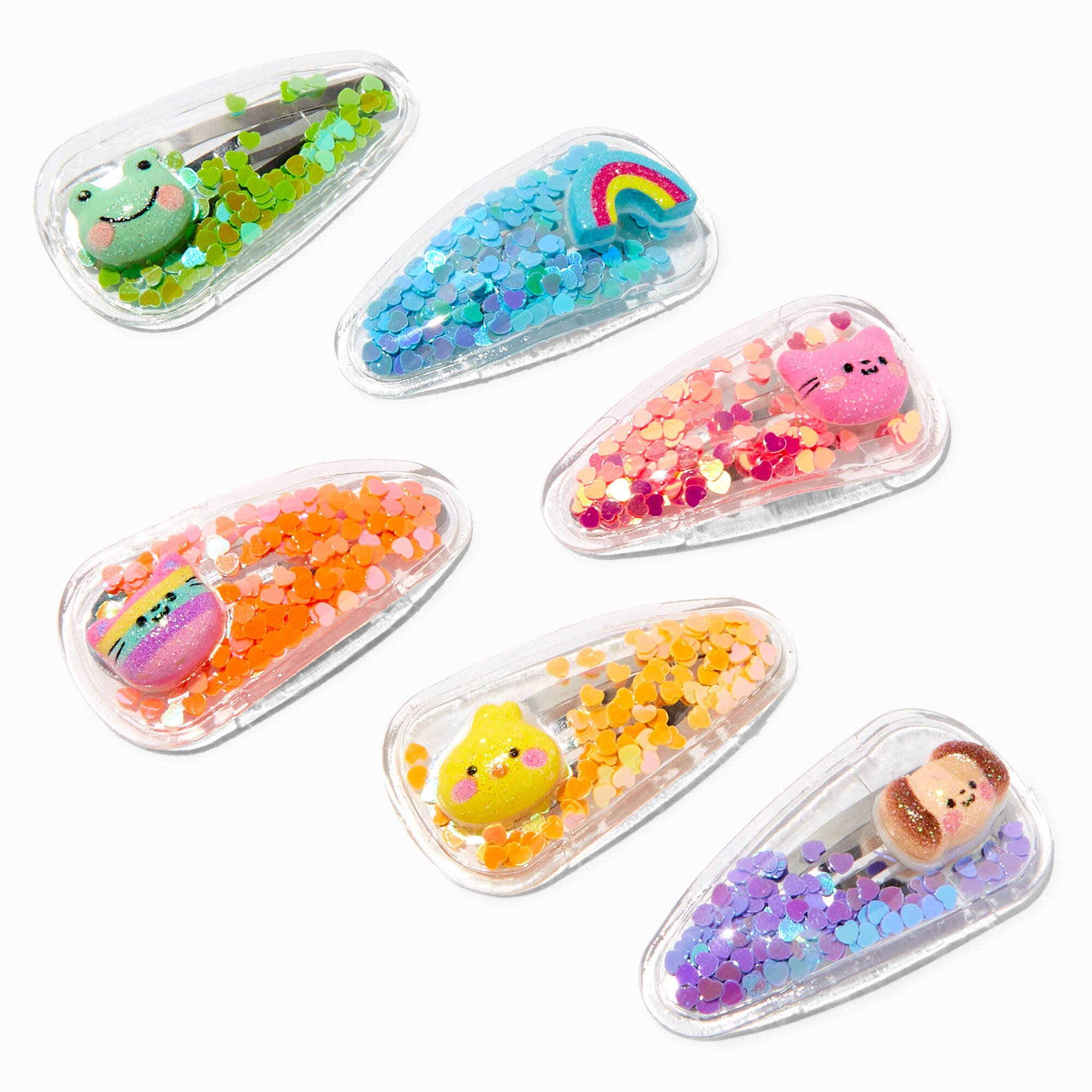 View Claires Club Pastel Glitter Critter Shaker Snap Hair Clips 6 Pack information