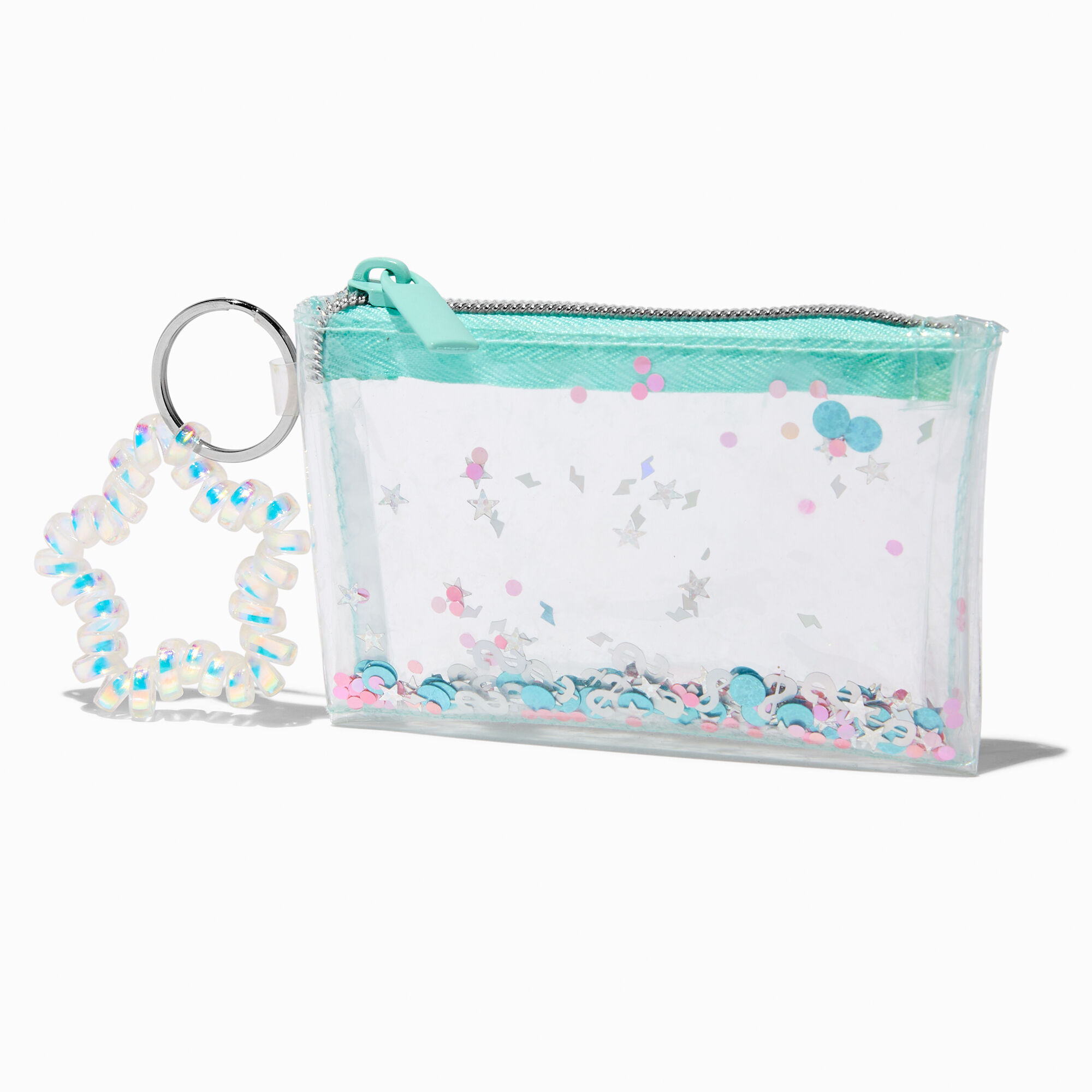 Claire s Blue Star Liquid Glitter Wristlet Coin Purse The Shops at Willow Bend