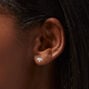 Silver Crystal Lotus Stud Earrings,