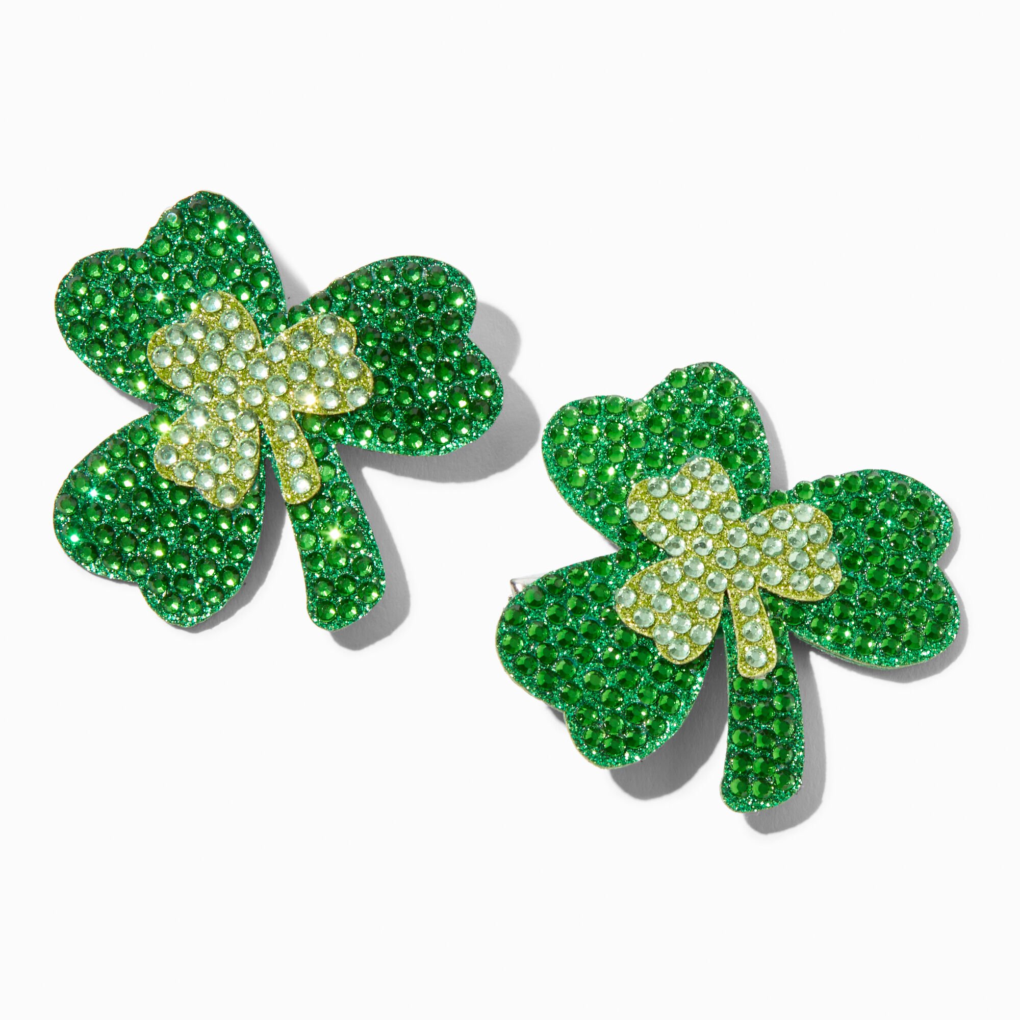 View Claires Crystal Shamrock Hair Clips 2 Pack information
