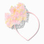 Claire&#39;s Club Pink Sequin Daisy Tulle Bow Headband,
