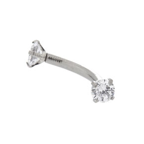 Barre piercing rook couleur argent&eacute; avec zircon cubique d&#39;imitation,