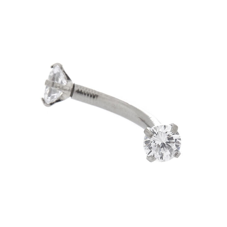 Silver-tone 16G Cubic Zirconia Rook Earring,