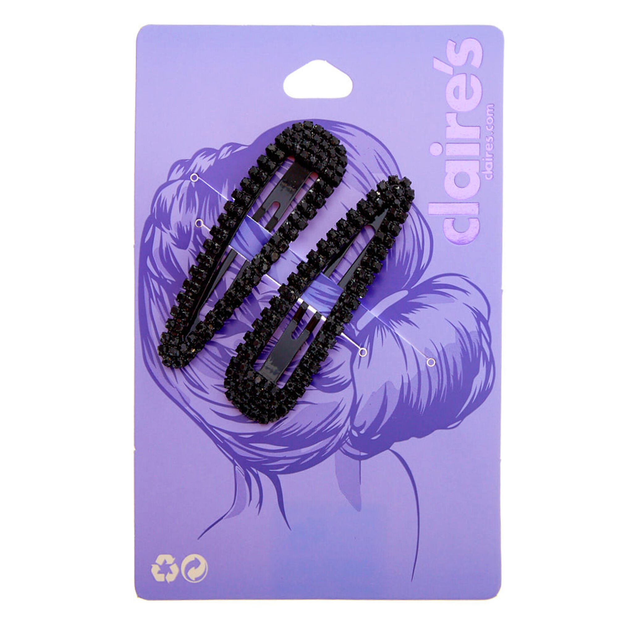 View Claires Rhinestone Snap Clips 2 Pack Black information