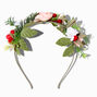 Pink Flowers Cranberry Greenery Floral Headband,