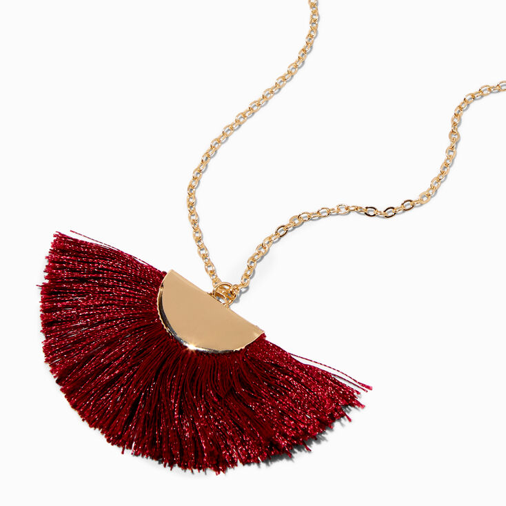 Red Fan Gold-tone Long Necklace,