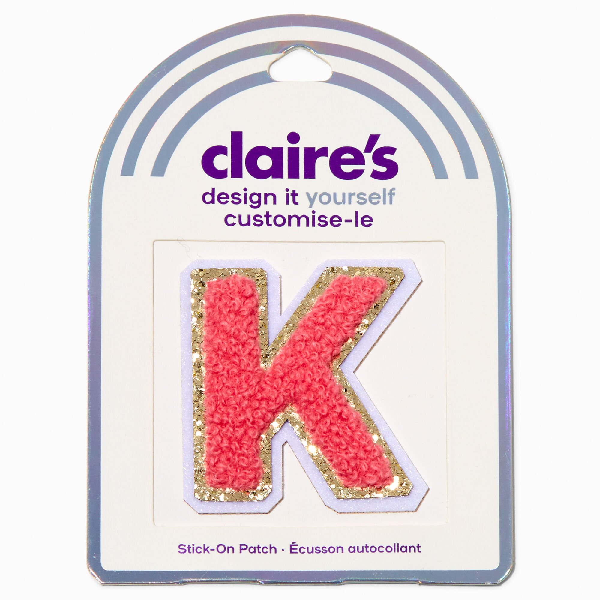 Pink K Initial Stick-On Patch,