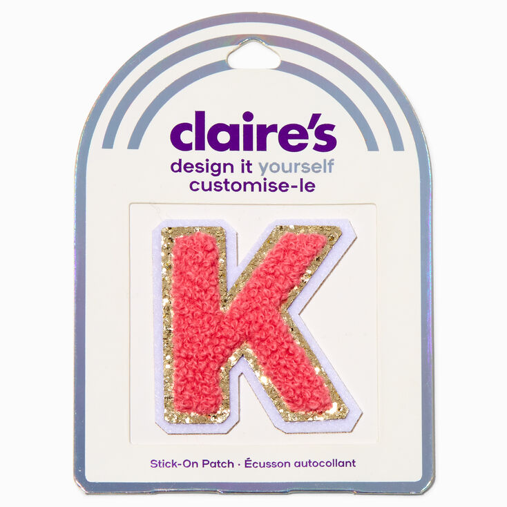 Pink K Initial Stick-On Patch,