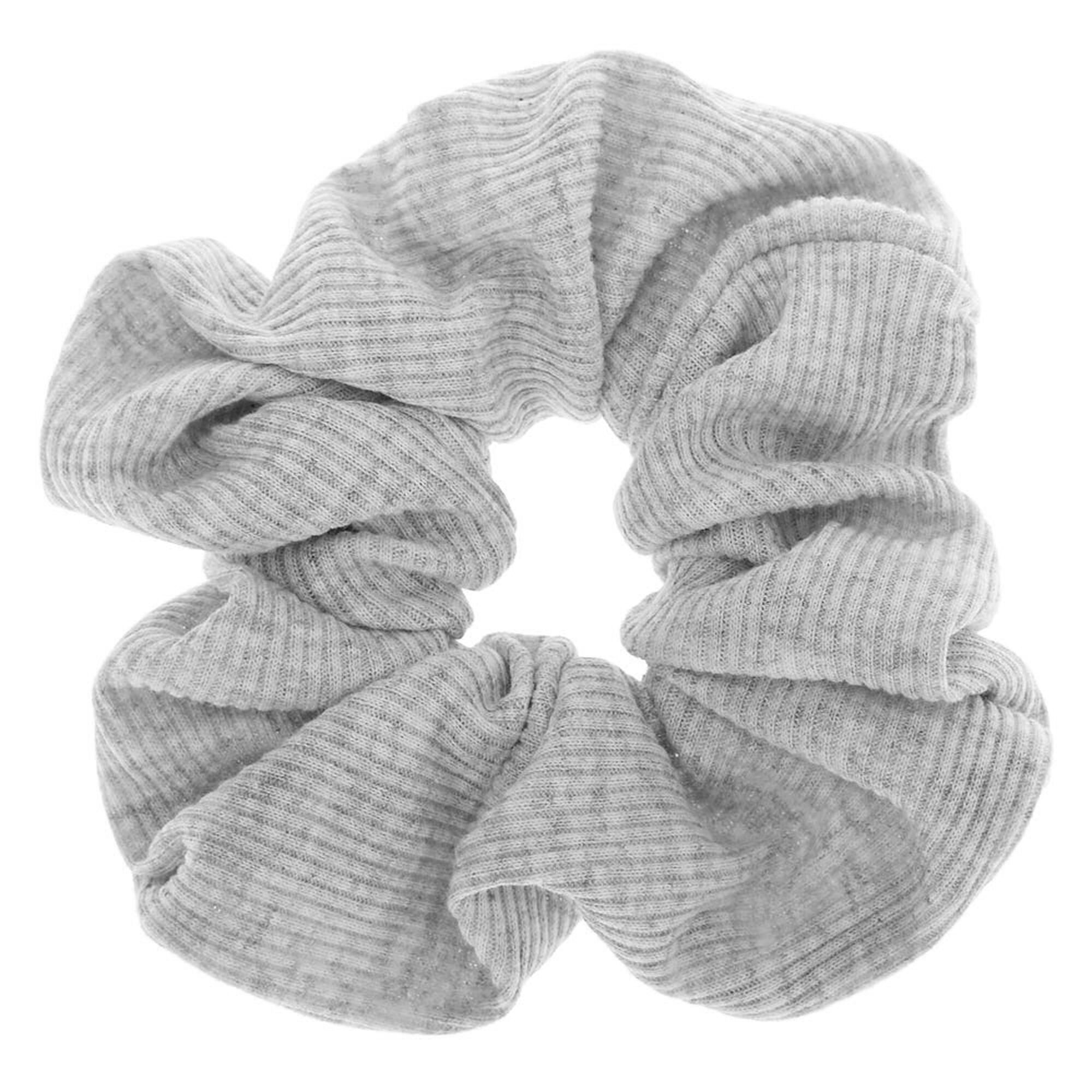 View Claires Medium Ribbed Hair Scrunchie Light Bracelet Grey information