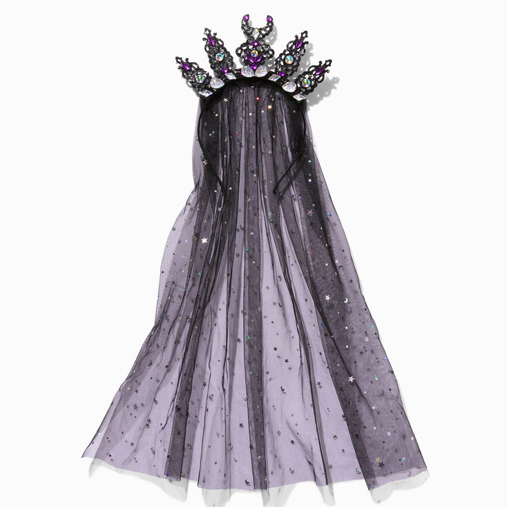Celestial Gemstone Tiara Veil Headband,