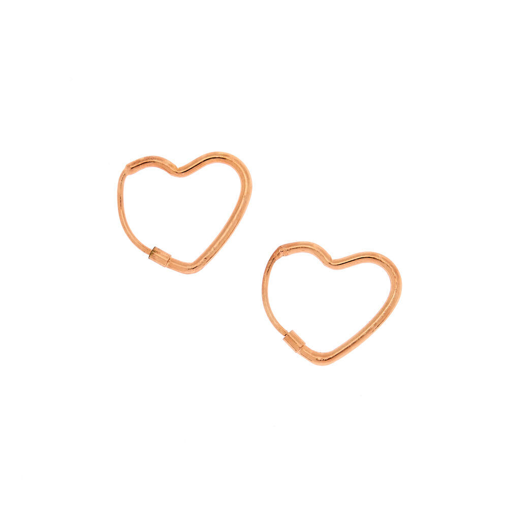 Rose Gold 15MM Heart Hoop Earrings